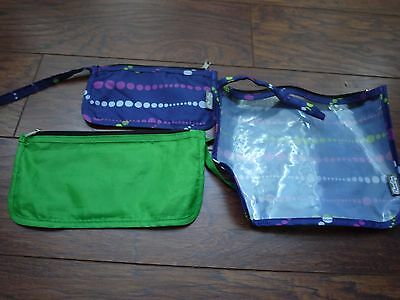 chico travel zip bag set of three blue green polka dots original price 10+tax