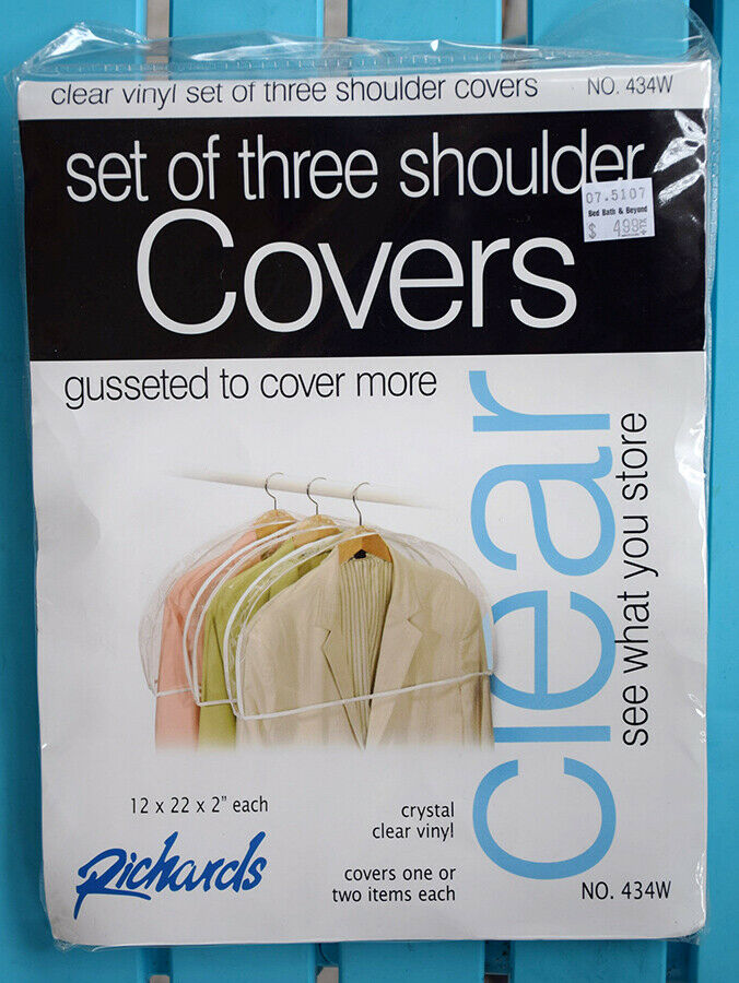 Richards Set of 3 Clear Vinyl Shoulder Covers 12x22x2 Gusseted #434W, NEW