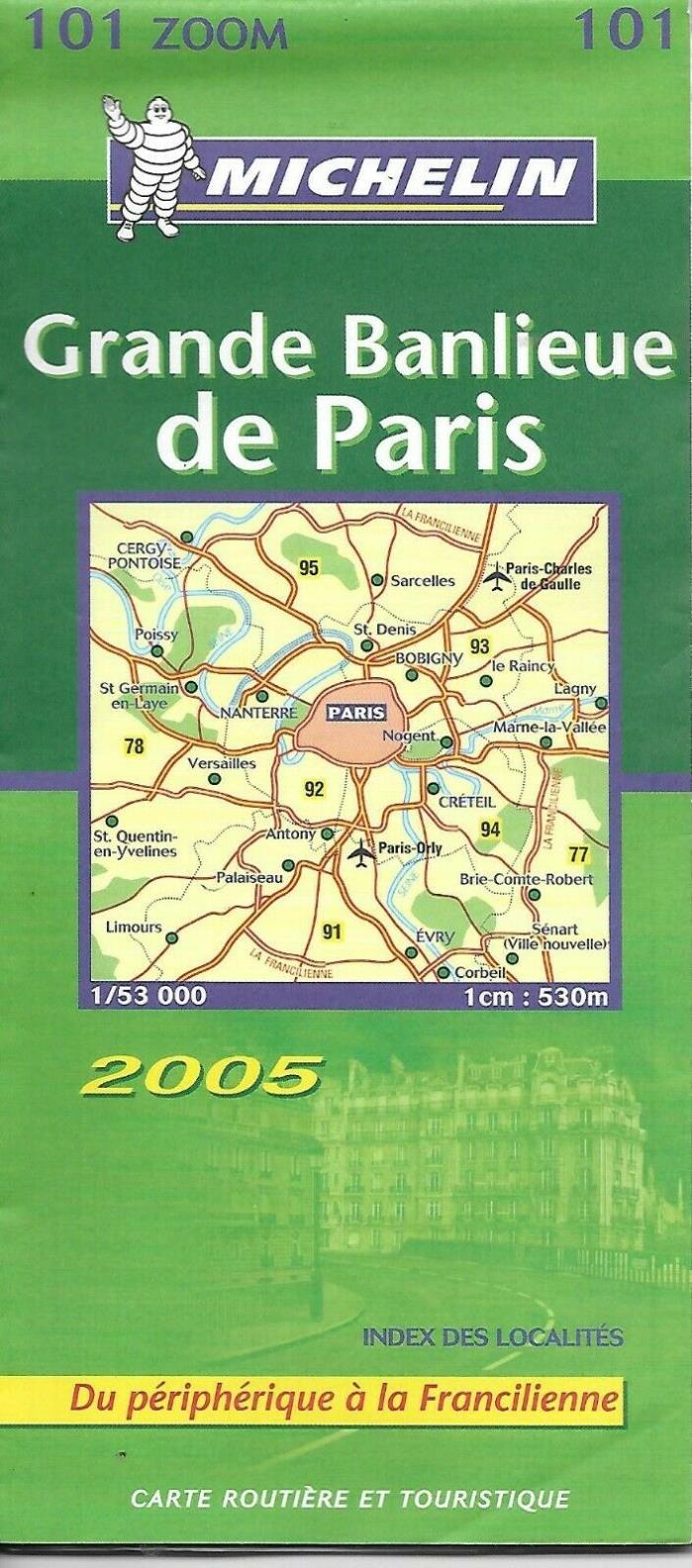 Michelin Map #101 of the Outskirts of Paris, France, Grande Banlieue de Paris