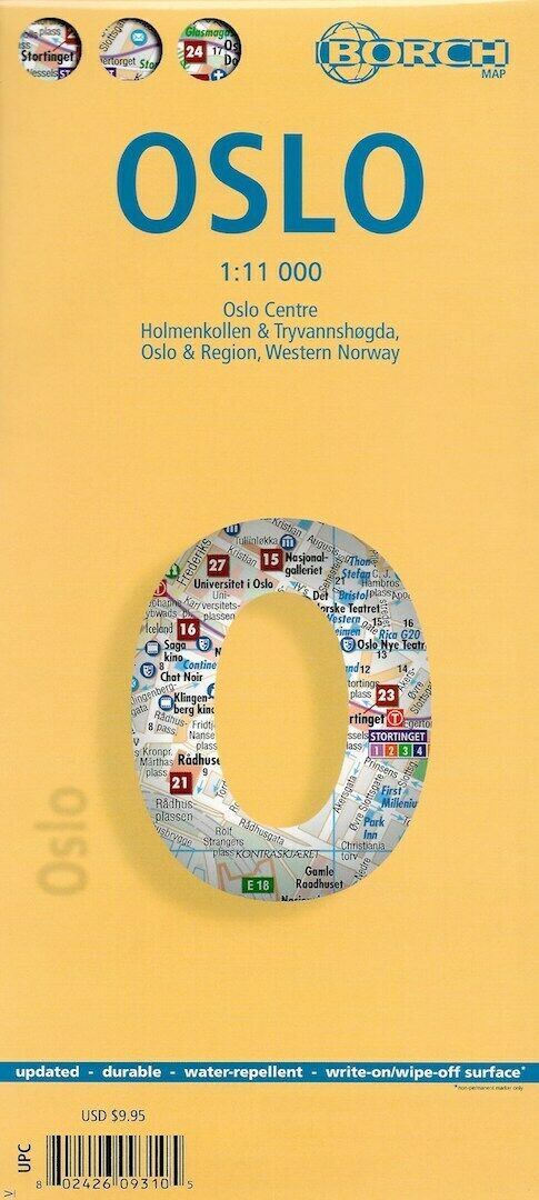 Map of Oslo, Norway, Laminated & Folded by Borch Maps