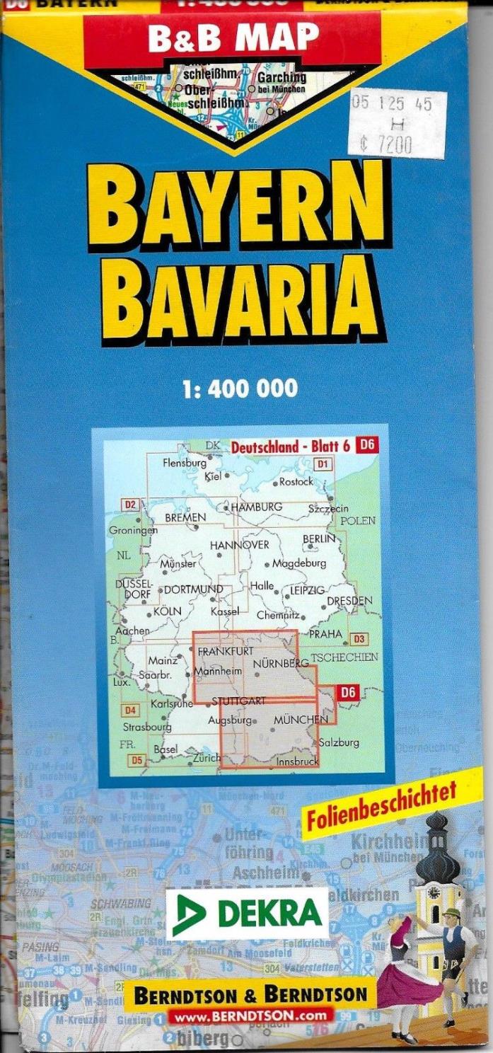 Map of Bavaria, Germany, Laminated & Folded by Berndston Maps