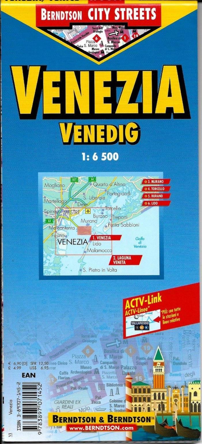 Map of Venice, Italy, Laminated & Folded by Berndston Maps