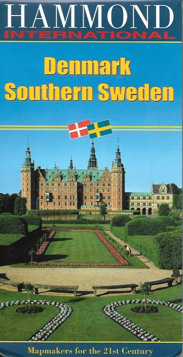 Map of Denmark & Southern Sweden, by Hammond International Maps
