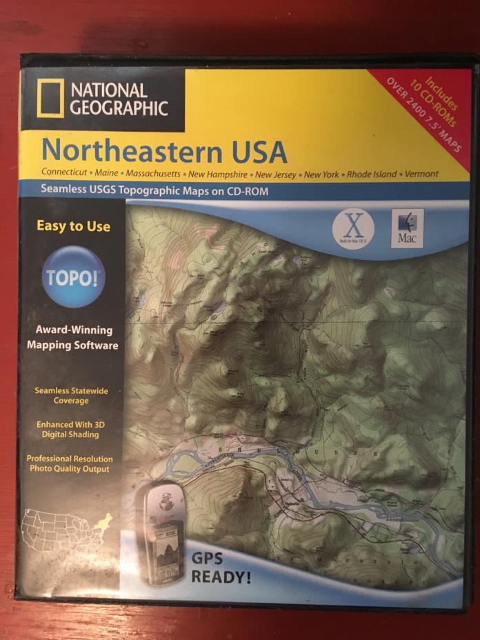 National Geographic Northeastern USA USGS Topographical Maps on CD-ROM, 10 Discs