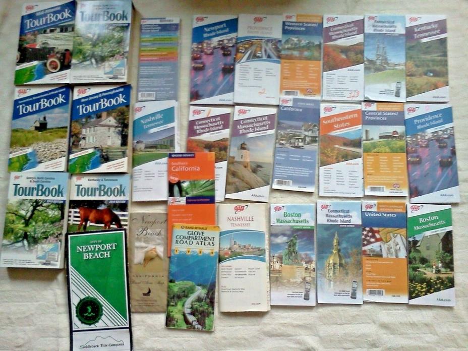 Lot - 25+ AAA Tour Books, Maps, California, Boston, Tennessee, Georgia, Kentucky