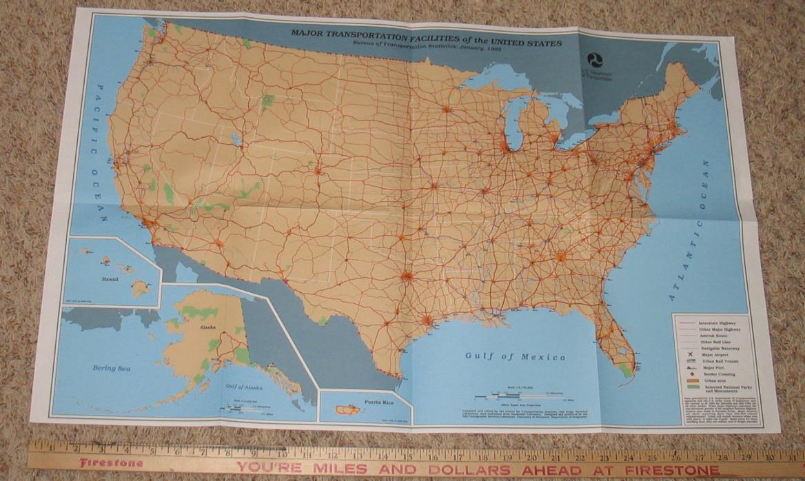 Major Transportation Facilities of the U.S. - Dept of Transporation map