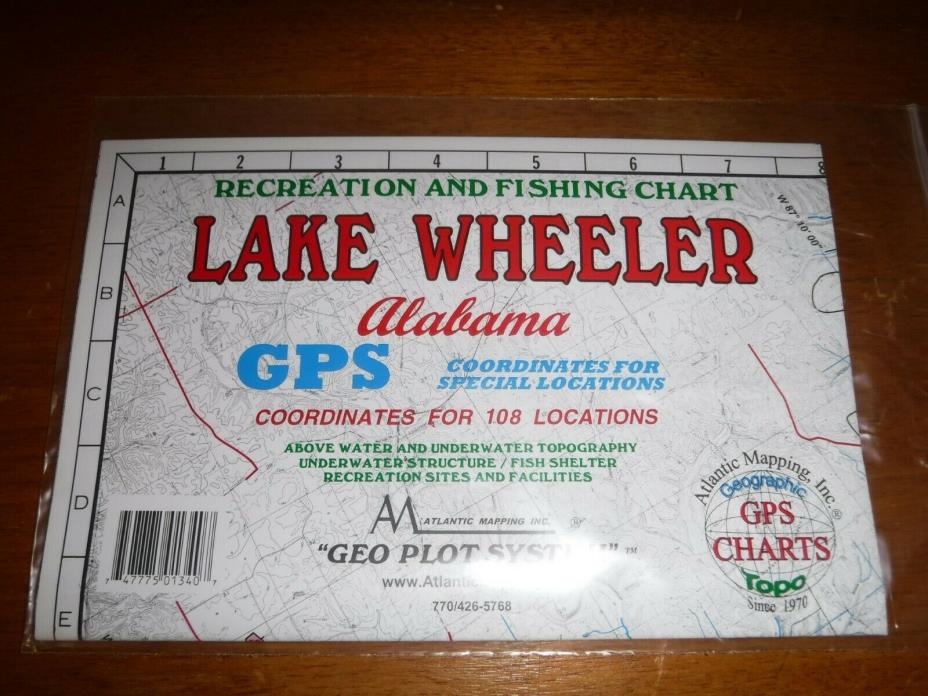 ATLANTIC MAP  Lake Wheeler, Alabama GEOGRAPHIC, GPS CHARTS PAPER