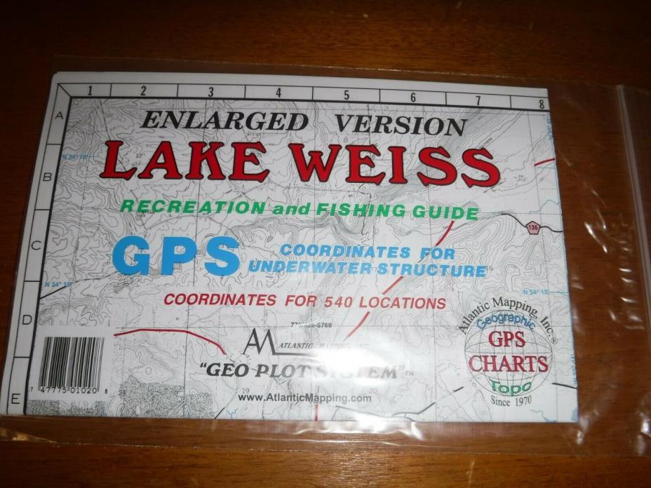 ATLANTIC MAP Weiss Lake, Alabama GEOGRAPHIC, GPS CHARTS PAPER