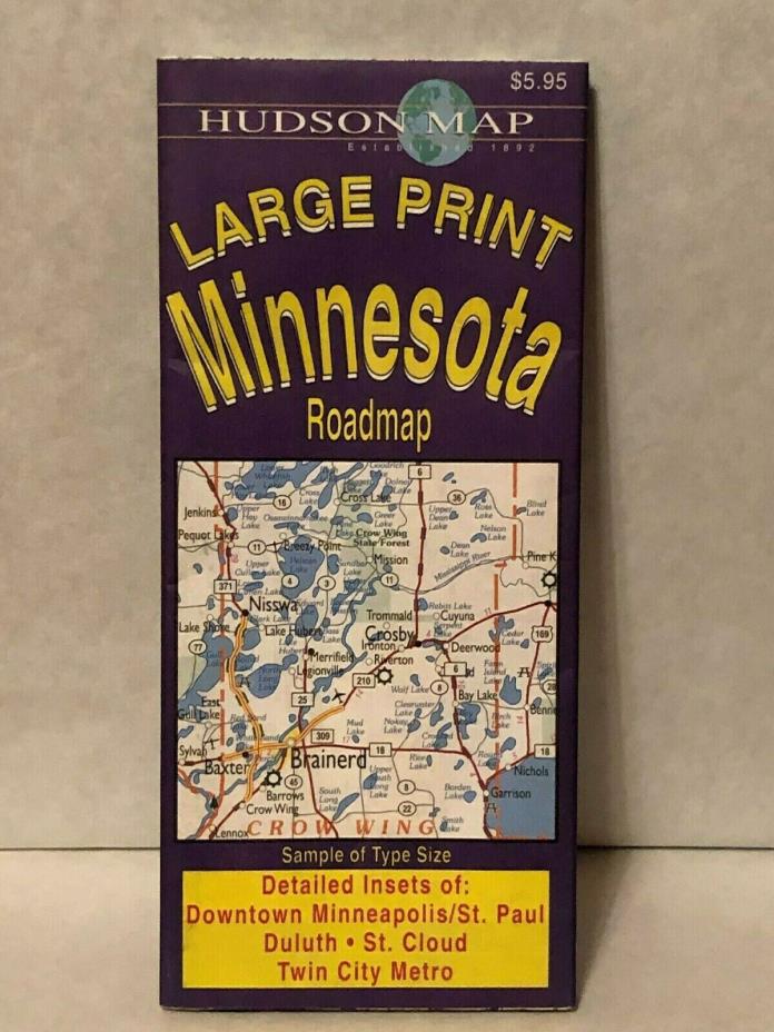 Hudson Map State Of Minnesota LARGE PRINT Roadmap