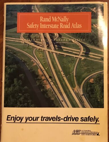 VINTAGE 1993 RAND MCNALLY SAFETY INTERSTATE ROAD ATLAS MAP `