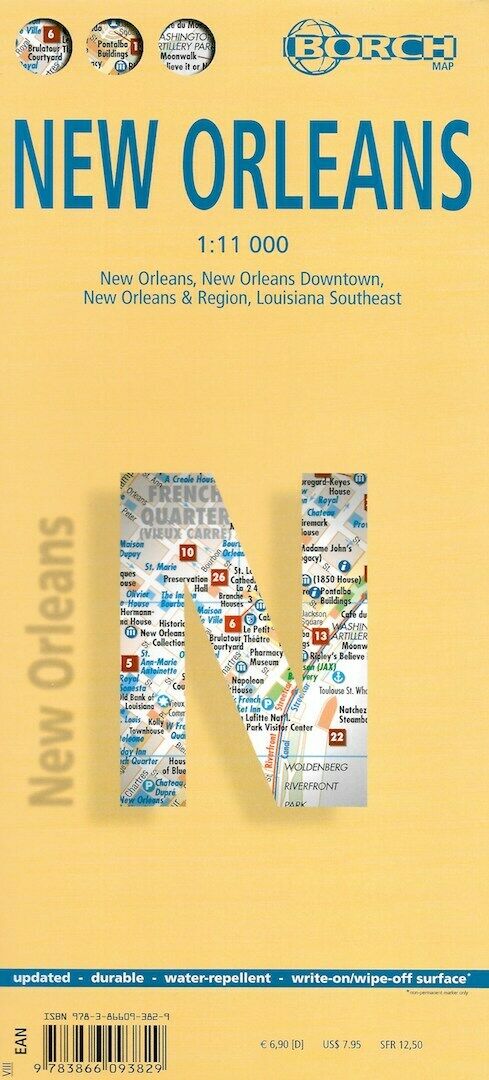 Map of New Orleans, Louisiana, by Borch (folded & laminated)