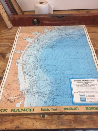 1978 Offshore Fishing Chart Matagorda To Brownsville Indicates Depth And Oil Wel