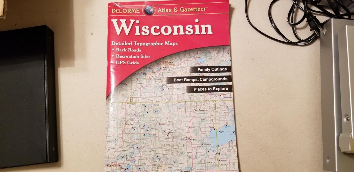 Wisconsin Atlas Gazetteer Topographical Map Book DeLorme State Trails