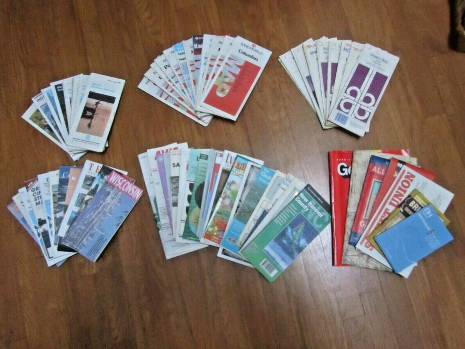 Lot of 66 ASSORTED TRAVEL MAPS, U.S. & Europe, City/State/County/Country Mix