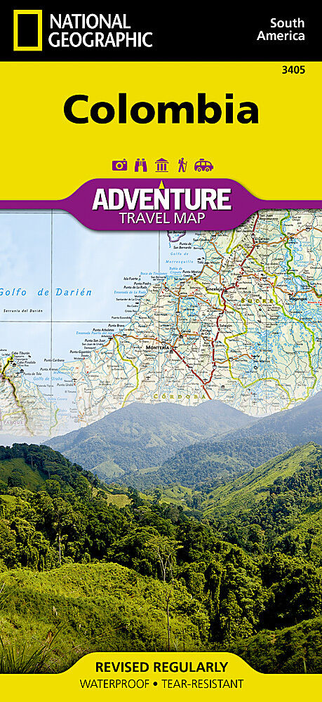 Colombia Adventure Travel Map National Geographic Waterproof