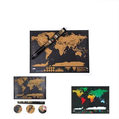 AlexBasic Scratch Off World Map Poster Travel Tracker Scrape With Detailed - For