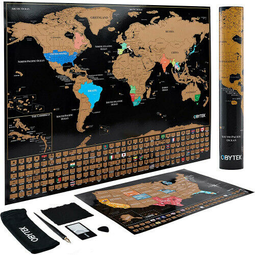 Scratch Off World Map Set - Scratch Off Map of The World and USA Map/accessories