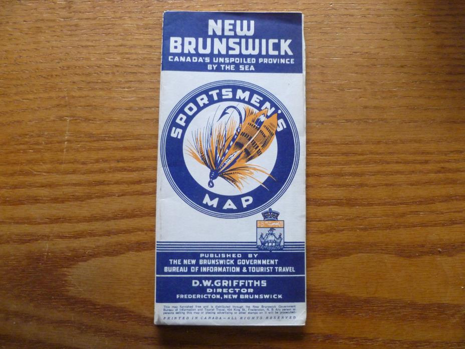 New Brunswick Sportsmen's Map-1942-Vintage