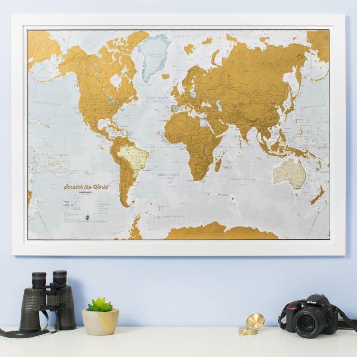 Map World Scratch Off Poster Travel Journal Wall Hanging Home Office Decor Gift