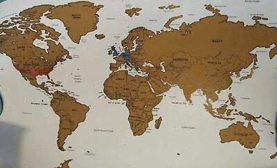 Scratch Map of The World 17 x 24 | Outlined States | Easy Scratch G... BRAND NEW