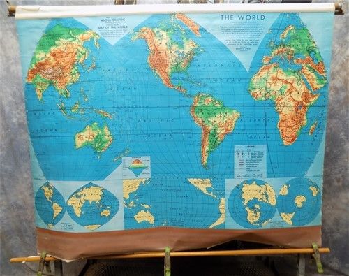 Weber Costello Magna Graphic Political Physical Map World2-151 Vintage Classroom