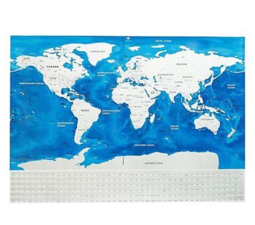 Scratch Off World Map Poster with US States Outlined and Country Flags