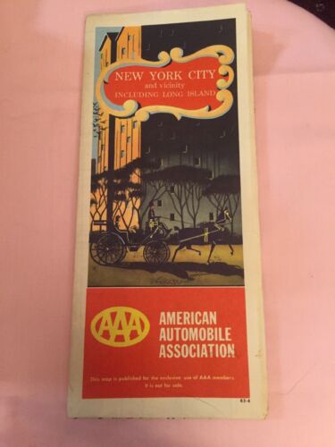 Vtg ‘63 New York City Map Triple AAA Members