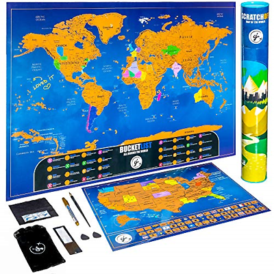 Scratch Off Map of The World Poster | Travel Bucket List Edition | + Premium Off