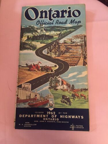 Vtg 1962 Ontario Canada Official Road Map