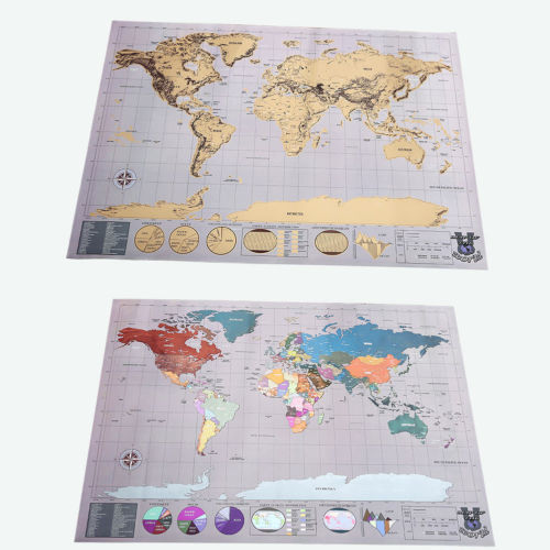 Large Travel Edition Scratch Off World Map Poster Personalized Journal Map Gift
