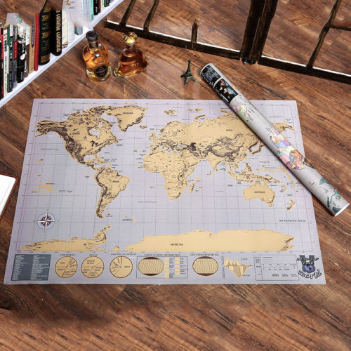 Creative Large Scratch Off Journal World Map Personalized Travel Atlas Poster US