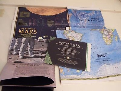 5 Large National Geographic Society Maps - 1973 - 1981