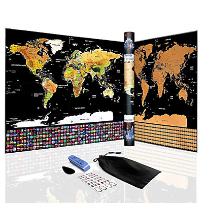 Scratch Off World Map Poster | Travel Tracker Map | with Country Flags | Amazing