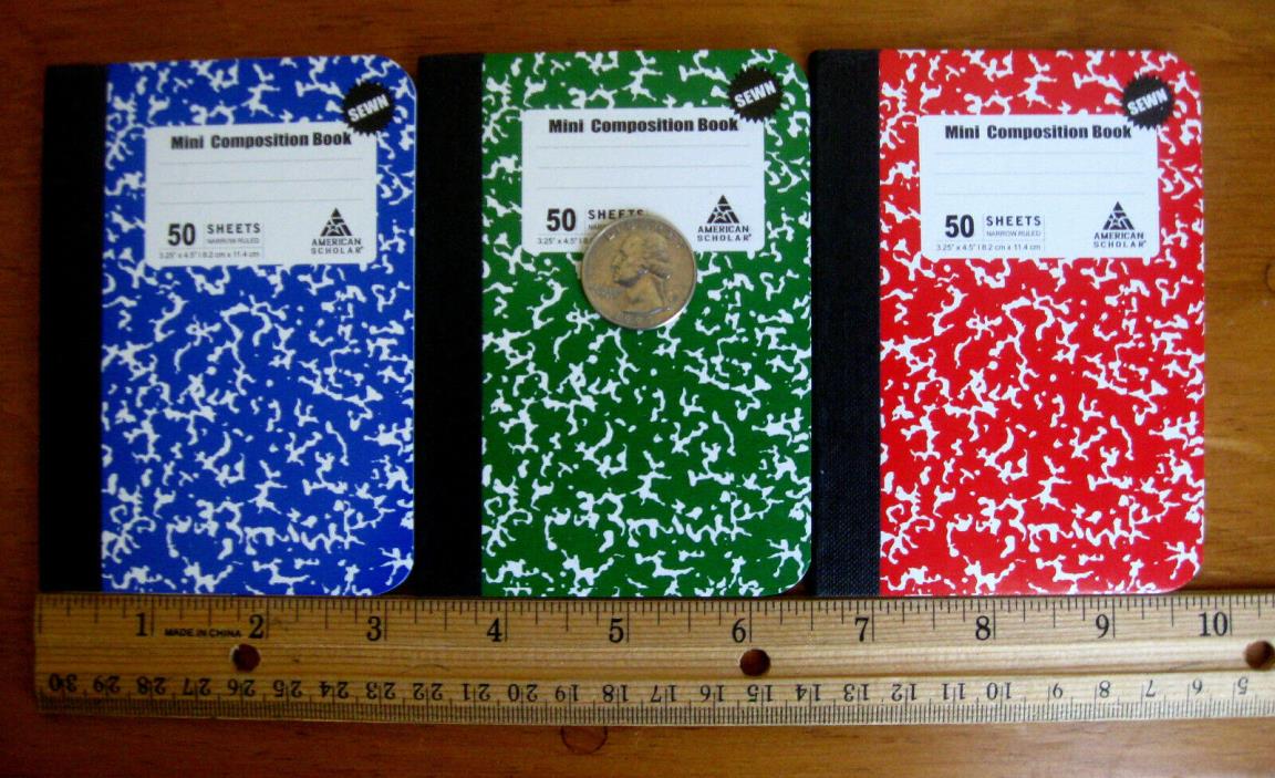 3 Mini Pocket Notebooks Small Composition Great for Tiny Travel Note Lined Paper