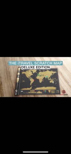 Deluxe Travel Edition Scratch Off World Map Poster Personalized Journal Log