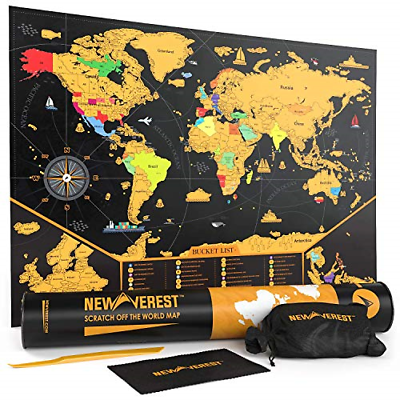 Scratch Off Map of The World, Detailed Travel Art Poster, Fits 17