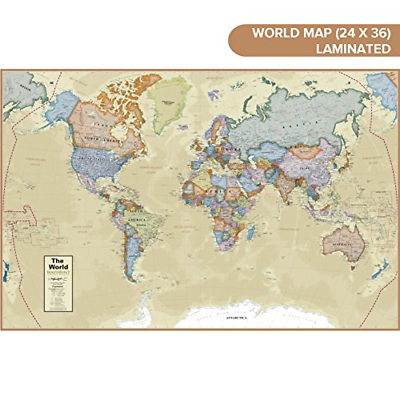 Waypoint Geographic Classic Ocean World Wall Map 24