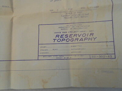 1951  MAP OF RESERVOIR TOPOGRAPHY DAVIS DAM PROJECT ARIZONA NEV. (77)