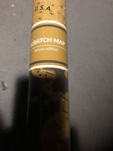 Scratch Off Travel Map Of The World Deluxe Edition w/ Scratcher & Memory Sticker