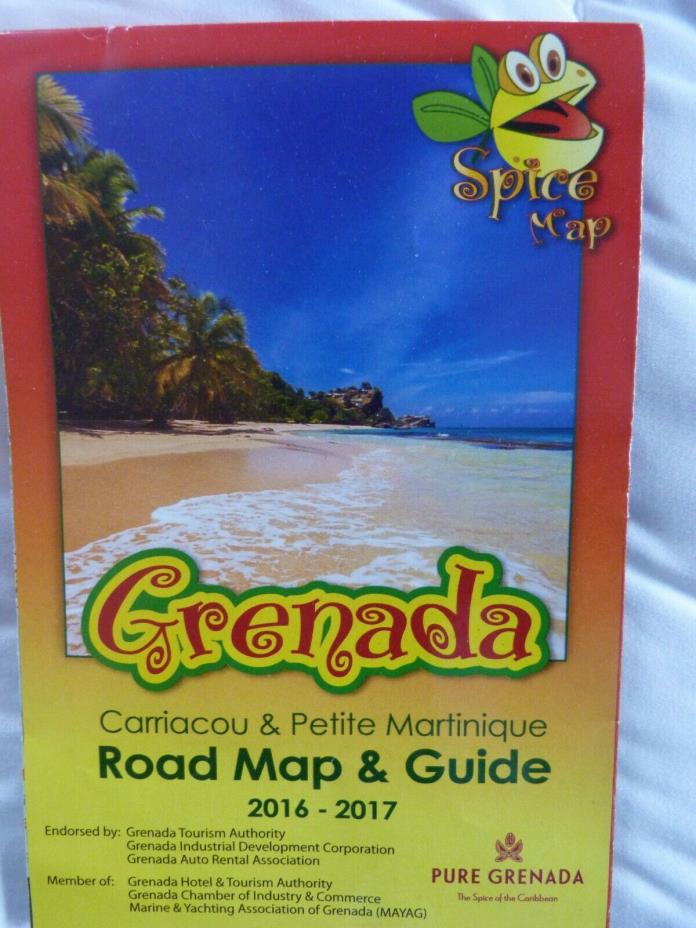 GRENADA Road Map CARIBBEAN Island  with City Maps also EXCELLENT