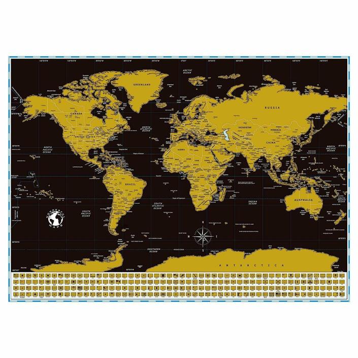 Scratch Off Map State Flags Black 24x18