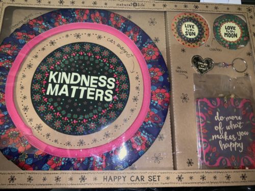 Natural Life Kindness Matters Pink Car Accessories Car Coasters,Keychain,Magnet