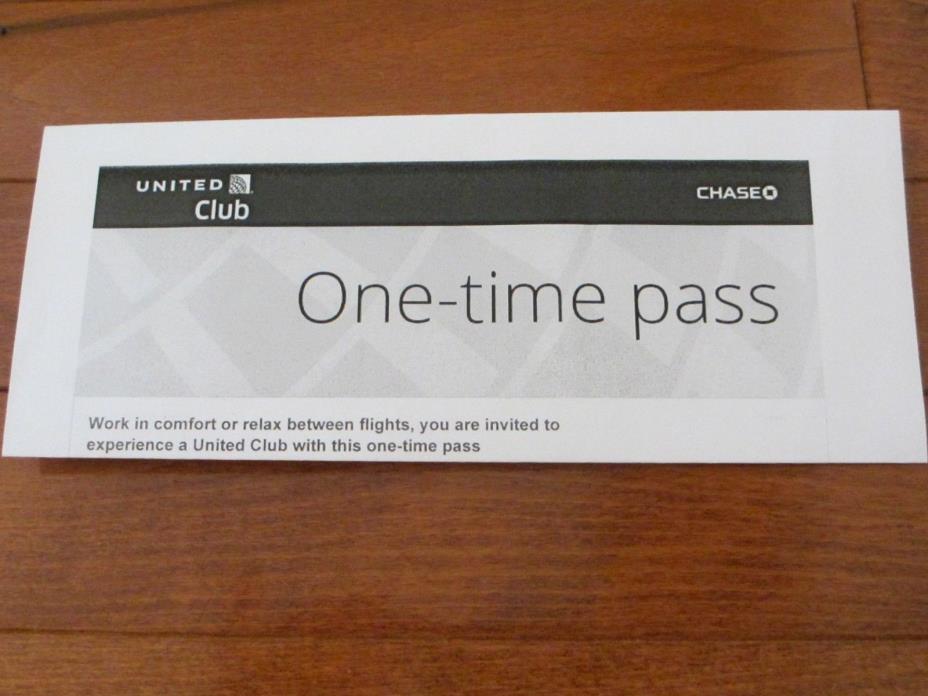 ONE United Airlines Club Lounge One-Time Pass Expires March 2019