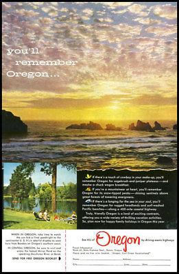 1955 vintage ad for Oregon Vacations -121