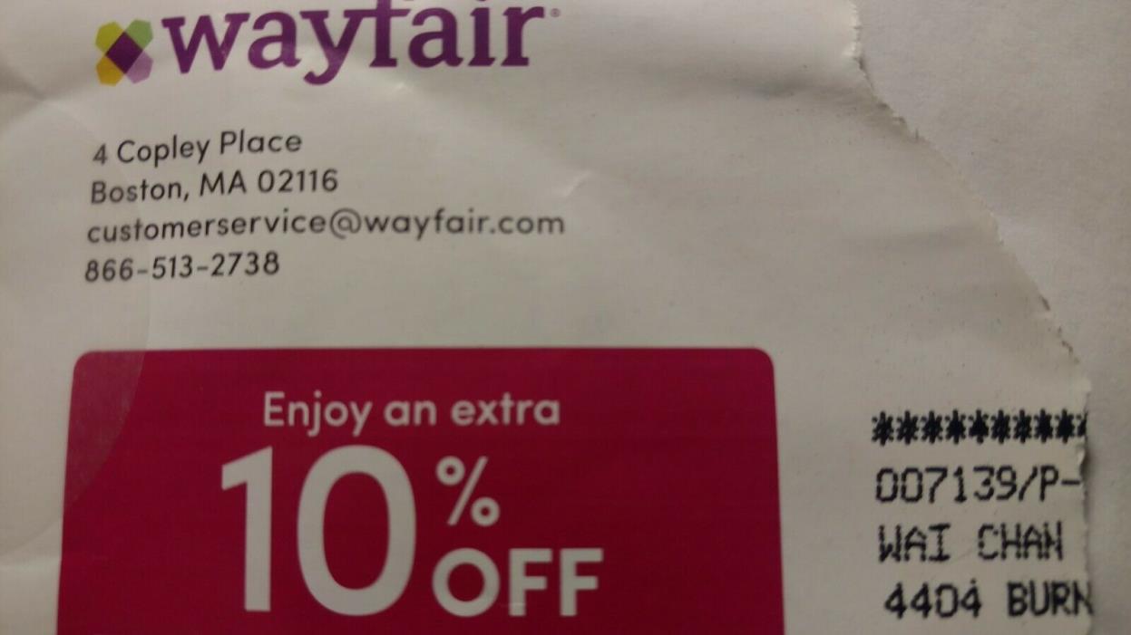 Wayfair.com 10% off discount code - quick delivery via eBay message- exp 4/30