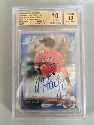 Austin Hays 2017 Bowman Chrome Auto Blue MEGA Refractor 69/150 BGS 10 Autograph