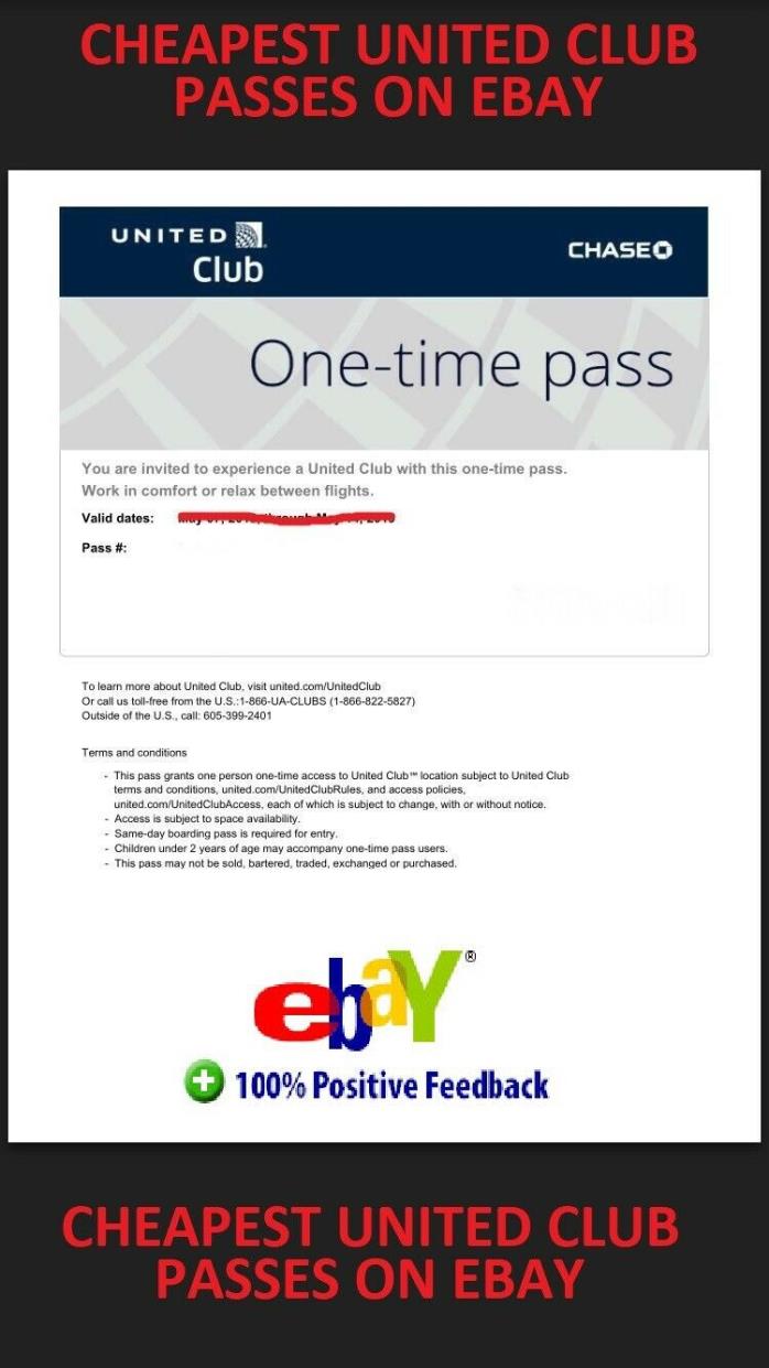UNITED CLUB PASS- (Two) 2 Passes Electronic Delivery Expire April 4, 2019