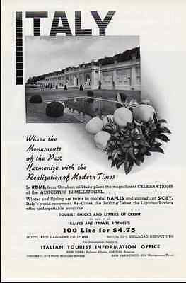 1936 vintage ad for Italy, Italian Tourist Information Office Fascist Italy -204