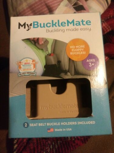 My Buckle Mate TAN Universal Seat Belt Buckle Holder Set of 2 Ages 3+ NIB Secure