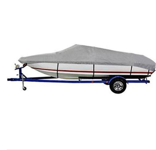 20-22ft 600D Oxford Fabric Waterproof Boat Cover with Storage Bag Gray
